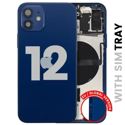 Задня кришка з малими деталями для iPhone 12 (EU / Global Version) (Used OEM Pull: Grade C) (синій)