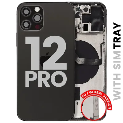 Back Housing W/ Small Parts For iPhone 12 Pro (EU / Global Version) (Used OEM Pull: Grade C) (Graphite)