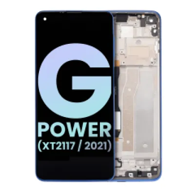 Дисплейний модуль з рамкою для Motorola Moto G Power (XT2117 / 2021) (Genuine OEM) (синій)