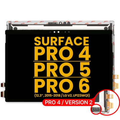 Дисплейний модуль (LCD) із тачскріном для Microsoft Surface Pro 4 (1724) (Version 2 / LG LCD Version: LP123WQ1) / Surface Pro 5 (1796) / Surface Pro 6 (1807) (Refurbished) (чорний)