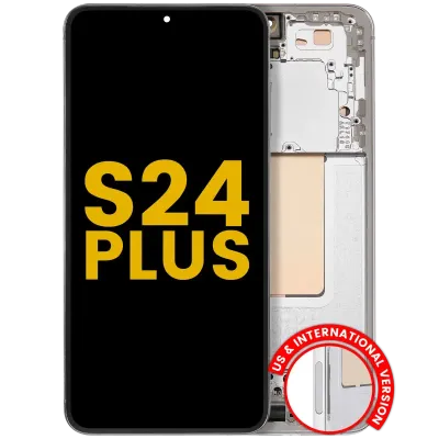 Дисплейний модуль (OLED) з рамкою для Samsung Galaxy S24 Plus 5G (US & International Version) (Refurbished) (Marble Grey)