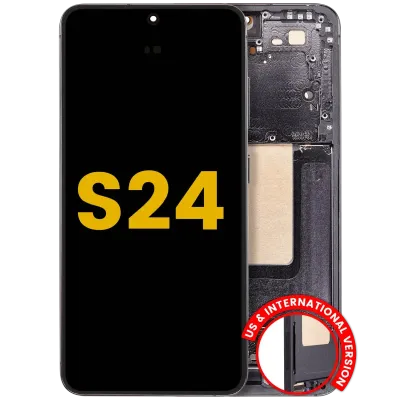 Дисплейний модуль (OLED) з рамкою для Samsung Galaxy S24 5G (US & International Version) (Refurbished) (Onyx Black)