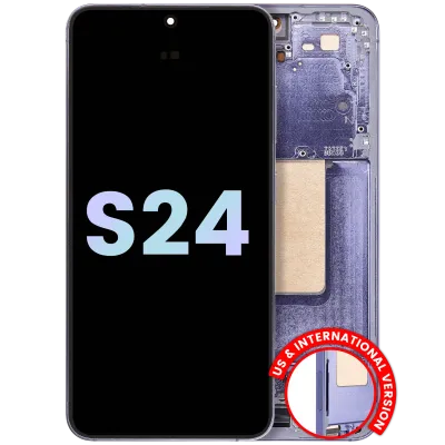 Дисплейний модуль (OLED) з рамкою для Samsung Galaxy S24 5G (US & International Version) (Service Pack) (Cobalt Violet)