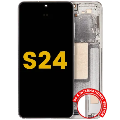 Дисплейний модуль (OLED) з рамкою для Samsung Galaxy S24 5G (US & International Version) (Refurbished) (Amber Yellow)