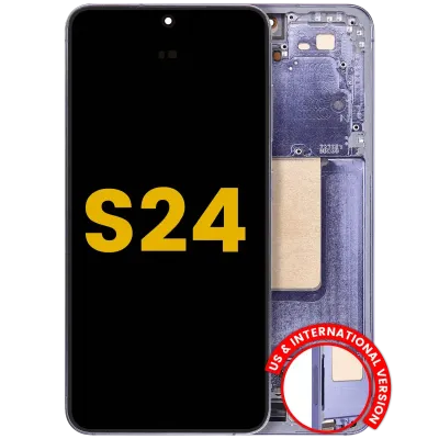 Дисплейний модуль (OLED) з рамкою для Samsung Galaxy S24 5G (US & International Version) (Refurbished) (Cobalt Violet)