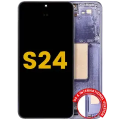 Дисплейний модуль (OLED) з рамкою для Samsung Galaxy S24 5G (US & International Version) (Refurbished) (Cobalt Violet)