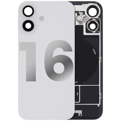 Back Glass w/ MagSafe Magnet & NFC & Flashlight Flex For iPhone 16 (Used OEM Pull: Grade B) (White)