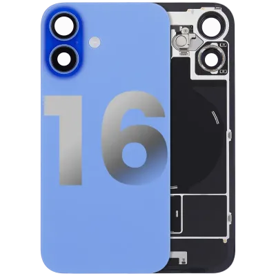 Back Glass w/ MagSafe Magnet & NFC & Flashlight Flex For iPhone 16 (Used OEM Pull: Grade B) (Ultramarine)