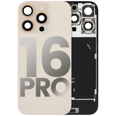 Back Glass w/ MagSafe Magnet & NFC & Flashlight Flex For iPhone 16 Pro (Used OEM Pull: Grade B) (Desert Titanium)
