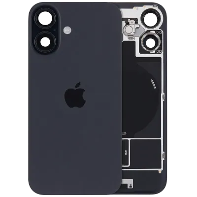Back Glass with MagSafe Magnet & NFC & Flashlight Flex For iPhone 16 (Genuine OEM) (UK / EU Version) (Black)