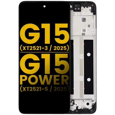 Дисплейний модуль (LCD) з рамкою для Motorola Moto G15 (XT2521-3 / 2025) / G15 Power (XT2521-5 / 2025) (Refurbished) (усі кольори)