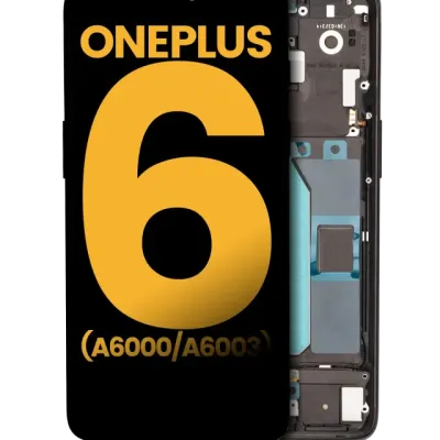 Дисплейний модуль для OnePlus 6 (A6000 / A6003) з рамкою (OLED) (Refurbished) (Mirror Black)