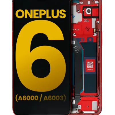Дисплейний модуль для OnePlus 6 (A6000 / A6003) з рамкою (OLED) (Refurbished) (Amber Red)