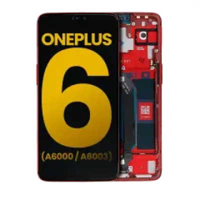 Дисплейний модуль для OnePlus 6 (A6000 / A6003) з рамкою (OLED) (Refurbished) (Amber Red)