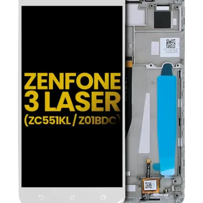 Дисплейний модуль для Asus ZenFone 3 Laser (ZC551KL / 2016) з рамкою (Refurbished) білий