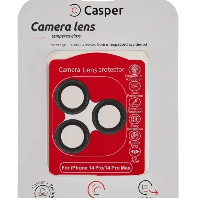 Захист скла камери Casper для iPhone 14 Pro / 14 Pro Max (чорний) (прозоре)