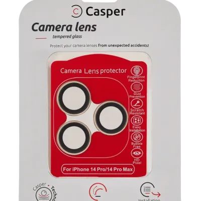 Захист скла камери Casper для iPhone 14 Pro / 14 Pro Max (золотий) (прозоре)