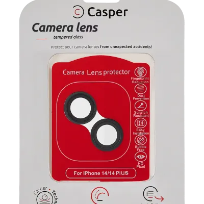 Захист скла камери Casper для iPhone 14 / 14 Plus (чорний) (прозоре)