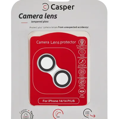 Захист скла камери Casper для iPhone 14 / 14 Plus (сріблястий) (прозоре)