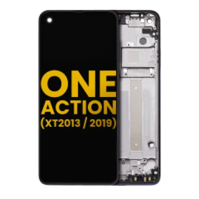 Дисплейний модуль (LCD) з рамкою для Motorola One Action (XT2013-1 / XT2013-2 / XT2013-4 / 2019) (Refurbished) (Denim Blue)