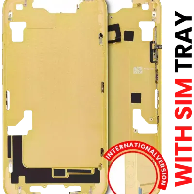 Середня рамка з дрібними деталями для iPhone 14 (EU / Global Version) (Aftermarket Plus) (жовтий)