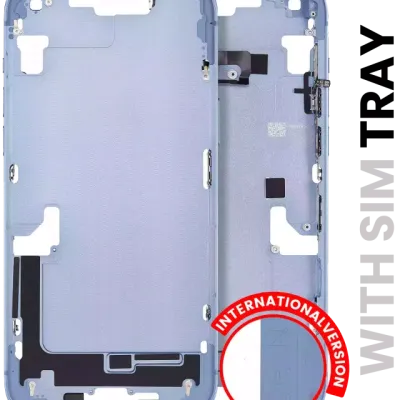 Mid-Frame Housing W/ Small Parts For iPhone 14 (EU / Global Version) (Used OEM Pull: Grade A) (Blue)