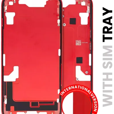 Mid-Frame Housing W/ Small Parts For iPhone 14 (EU / Global Version) (Used OEM Pull: Grade A) (Red)