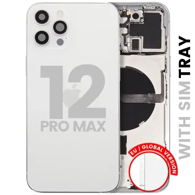 Back Housing W/ Small Parts For iPhone 12 Pro Max (EU / Global Version) (Used OEM Pull: Grade A) (Silver)
