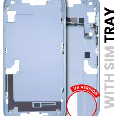 Mid-Frame Housing W/ Small Parts For iPhone 14 Plus (EU / Global Version) (Used OEM Pull: Grade A) (Blue)