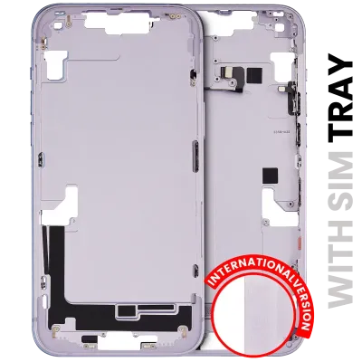 Mid-Frame Housing W/ Small Parts For iPhone 14 Plus (EU / Global Version) (Used OEM Pull: Grade A) (Purple)
