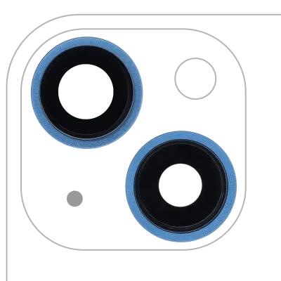 Back Camera Lens With Bracket & Bezel For iPhone 13 / 13 Mini (2 Piece Set) (Aftermarket Plus) (Blue)