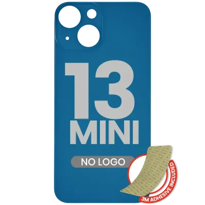 Back Glass With 3M Adhesive For iPhone 13 Mini (No Logo / Large Camera Hole) (Blue)