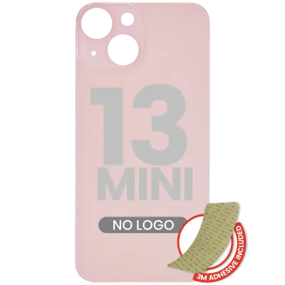 Back Glass With 3M Adhesive For iPhone 13 Mini (No Logo / Large Camera Hole) (Pink)