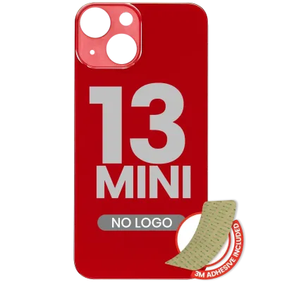 Back Glass With 3M Adhesive For iPhone 13 Mini (No Logo / Large Camera Hole) (Red)