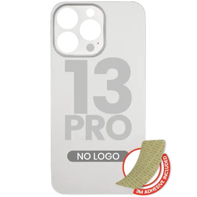 Back Glass With 3M Adhesive For iPhone 13 Pro (No Logo / Large Camera Hole) (Silver)
