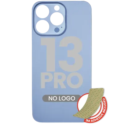 Back Glass With 3M Adhesive For iPhone 13 Pro (No Logo / Large Camera Hole) (Sierra Blue)