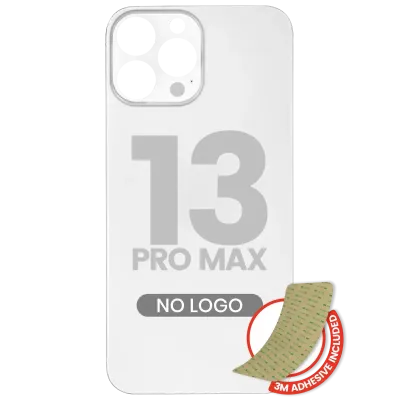 Back Glass With 3M Adhesive For iPhone 13 Pro Max (No Logo / Large Camera Hole) (Silver)