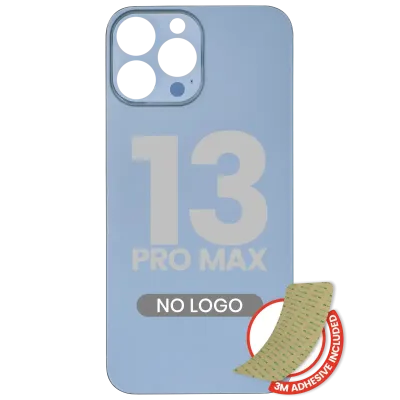 Back Glass With 3M Adhesive For iPhone 13 Pro Max (No Logo / Large Camera Hole) (Sierra Blue)
