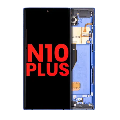 Дисплейний модуль (OLED) з рамкою для Samsung Galaxy Note 10 Plus / 5G (Aftermarket Plus) (Aura Blue)