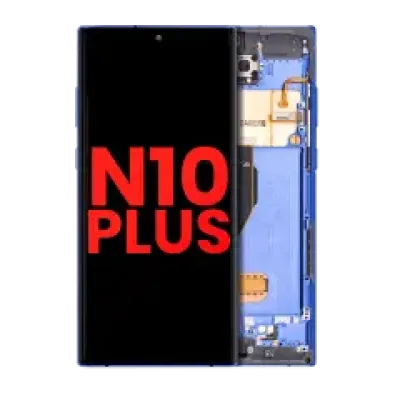 Дисплейний модуль (OLED) з рамкою для Samsung Galaxy Note 10 Plus / 5G (Aftermarket Plus) (Aura Blue)