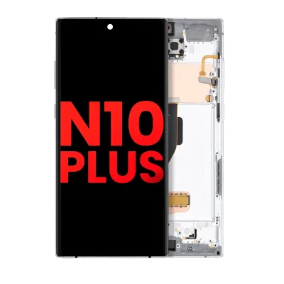 Дисплейний модуль (OLED) з рамкою для Samsung Galaxy Note 10 Plus / 5G (Aftermarket Plus) (Aura White)