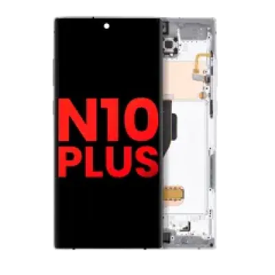Дисплейний модуль (OLED) з рамкою для Samsung Galaxy Note 10 Plus / 5G (Aftermarket Plus) (Aura White)