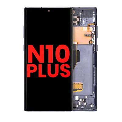 Дисплейний модуль (OLED) з рамкою для Samsung Galaxy Note 10 Plus / 5G (Aftermarket Plus) (Aura Black)