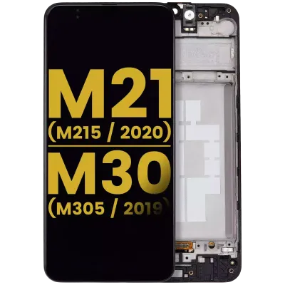 Дисплейний модуль (OLED) з рамкою для Samsung Galaxy M21 (M215 / 2020) / M30 (M305 / 2019) (Refurbished) (чорний)