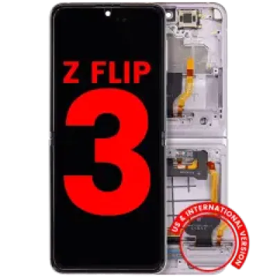 Внутрішній дисплейний модуль (OLED) з рамкою для Samsung Galaxy Z Flip 3 5G (US & International) (Aftermarket Plus) (Lavender)