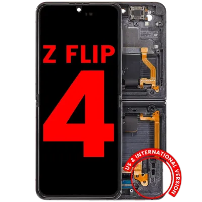Внутрішній дисплейний модуль (OLED) з рамкою для Samsung Galaxy Z Flip 4 5G (US & International Version) (Aftermarket Plus) (Graphite)