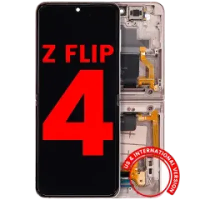 Внутрішній дисплейний модуль (OLED) з рамкою для Samsung Galaxy Z Flip 4 5G (F721) (US & International Version) (Aftermarket Plus) (Pink Gold)