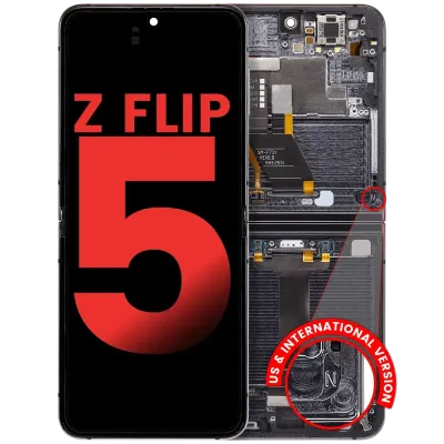 Внутрішній дисплейний модуль (OLED) з рамкою для Samsung Galaxy Z Flip 5 5G (US & International) (Aftermarket Plus) (Graphite)