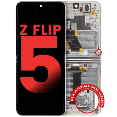 Внутрішній дисплейний модуль (OLED) з рамкою для Samsung Galaxy Z Flip 5 5G (US & International) (Aftermarket Plus) (Cream)