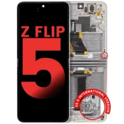 Внутрішній дисплейний модуль (OLED) з рамкою для Samsung Galaxy Z Flip 5 5G (US & International) (Aftermarket Plus) (Cream)